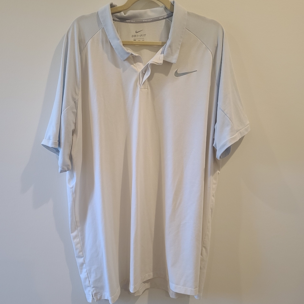 Nike Dri Fit white and gray polo size XX